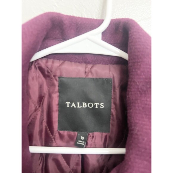 Talbots Italian wool toggle hooded Magenta Purple Thinsulate coat size 10 Large - Picture 5 of 11